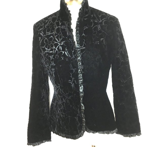 Noviello Bloom Black Velvet Victorian 90’s Jacket - Picture 2 of 12